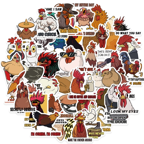 Waterproof Cartoon Chicken Graffiti Stickers For Laptop Water Bottle Luggage Humorous Animal PVC Decals For Personalized Decor