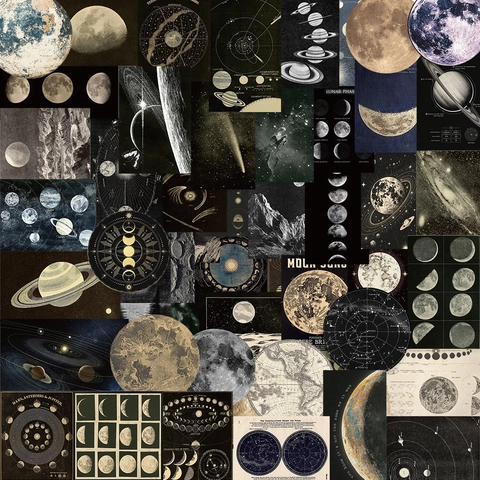 Adesivi Vintage di Astronomia e Pianeti Decalcomanie Galassia e Fasi Lunari per Scrapbooking Diario Decorazione Artistica Fai da Te