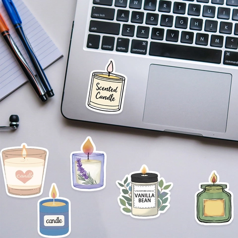 Aesthetic Scented Candle Stickers Waterproof Cartoon Decals For Scrapbooking Journal Cup Notebook Water Bottle DIY Decoration