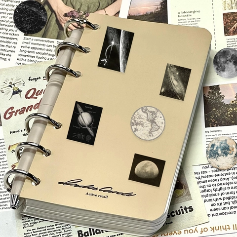 Adesivi Vintage di Astronomia e Pianeti Decalcomanie Galassia e Fasi Lunari per Scrapbooking Diario Decorazione Artistica Fai da Te
