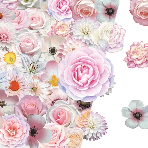 Kreative Rosa Blumen PET Transparente Dekorative Aufkleber Wasserdicht Botanischer Aufkleber Für Tagebuch Handyhülle Scrapbooking