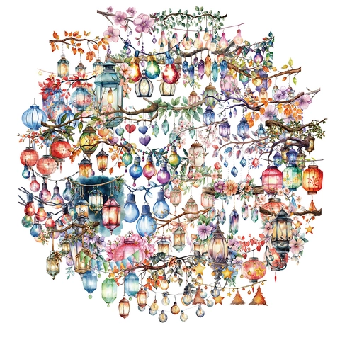 Vintage Aquarel Lamp Decoratieve PET Stickers Bedrukte Lantaarn Bloem Patroon Decals Voor Scrapbooking Laptop Journaling DIY Kunst