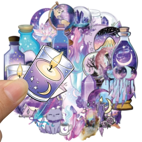 Magic Witch PET Holographic Stickers Decorative Mystery Fantasy Wizard Water Bottle Laptop Scrapbooking DIY Stickers