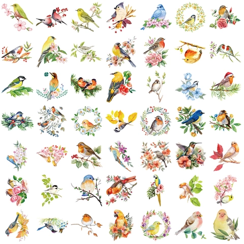 Aquarell Vogel PET Aufkleber Wasserdicht Dekorative Tier Decals Für DIY Sammelalbum Laptop Gepäck Journal Schreibwaren