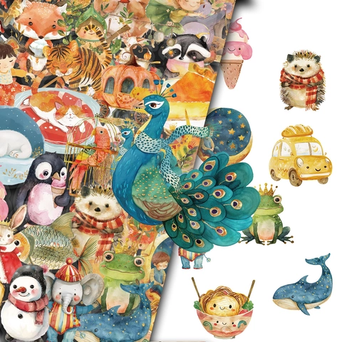 Märchenhafte Aquarell Tier PET Aufkleber Wasserdichte Dekorative Abziehbilder Für Scrapbooking Notizbuch Wasserbecher DIY Kunsthandwerk
