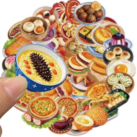 Adesivi per Alimenti per la Colazione Cinese Impermeabile PET Decalcomanie Disegnate a Mano Per Fai Da Te Diario Laptop