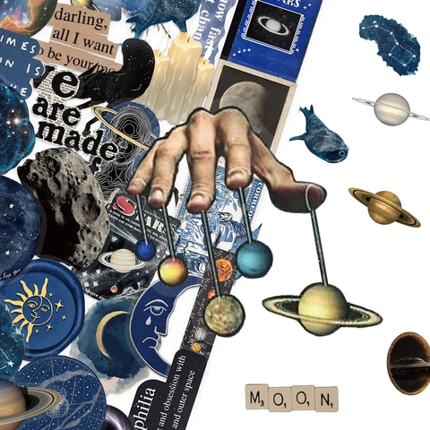 Adesivi PET Spaziali Trasparenti Impermeabili Retro Astronomia Galassia Astronauta Decalcomanie Decorative Per Scrapbooking Fai Da Te Diario