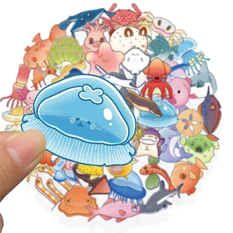 Adesivi PET Creature Marine Cartone Animato Trasparenti Impermeabili Decalcomanie Decorative Per Laptop Bagagli Scrapbooking Adesivi