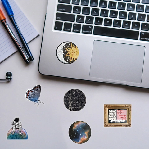 Adesivi PET Spaziali Trasparenti Impermeabili Retro Astronomia Galassia Astronauta Decalcomanie Decorative Per Scrapbooking Fai Da Te Diario