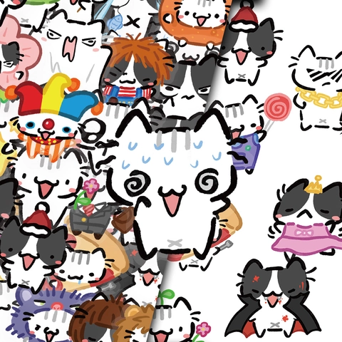 Lustige Transparente Handgezeichnete Katzen Aufkleber Wasserdichte PET Deko Sticker Für Scrapbook Laptop Wasserbecher Gitarre