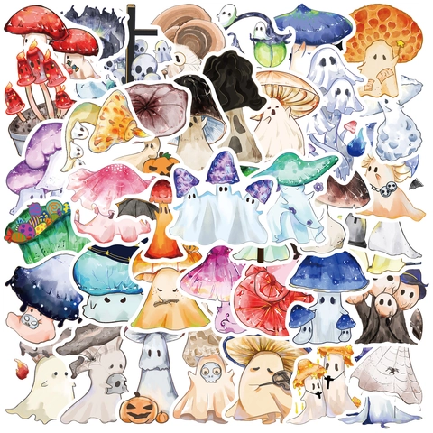 Halloween Fantasma Seta Impermeable Pegatinas PVC Dibujos Animados Estética Calcomanías para Botella de Agua Portátil Scrapbooking