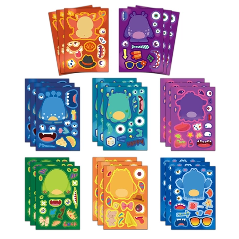 Simpatici Adesivi Faccia di Mostro Fai da Te Espressioni Facciali Personalizzate Adesivi in PVC Impermeabili per Bambini