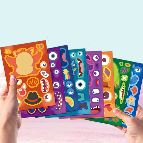 Simpatici Adesivi Faccia di Mostro Fai da Te Espressioni Facciali Personalizzate Adesivi in PVC Impermeabili per Bambini
