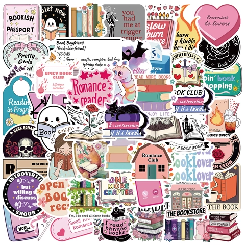 Adesivi per Libri Letterari Romance Reader Adesivi in PVC Impermeabile per Laptop Borraccia Scrapbooking Decorazione