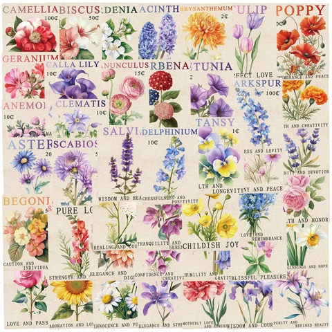 Adesivi Vintage a Forma di Fiori Botanici Impermeabili in PVC Francobolli Decalcomanie per Scrapbooking Diario Laptop Cover Telefono Collezione Adesivi Floreali Estetici