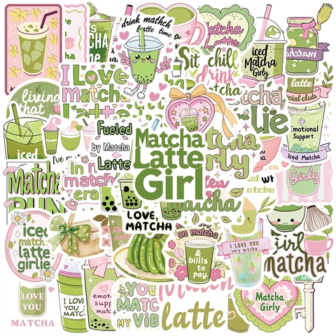 Adesivi Impermeabili Matcha Aesthetic Decalcomanie Cartoon Decorative Per Laptop Scrapbook Journal Accessori Per Cancelleria DIY