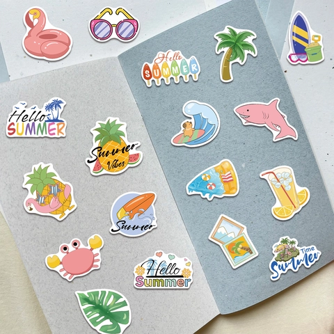 Pegatinas de PVC Impermeables de Verano Tema VSCO para Ordenador Portátil Botella de Agua Maleta Pegatinas Decorativas