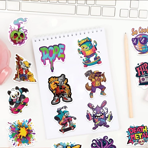 Adesivi Graffiti di Strada Decalcomanie in Vinile Impermeabili per Bottiglie d'Acqua Laptop Skateboard Casco Adesivi Decorativi