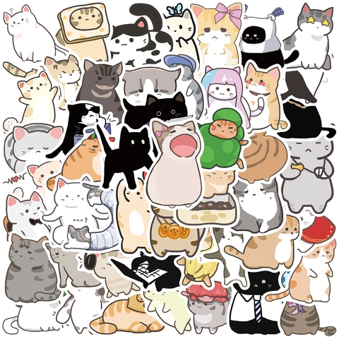 Simpatici Adesivi per Gatti dei Cartoni Animati Decalcomanie Fai-da-te in Vinile Impermeabile per Laptop Bagaglio