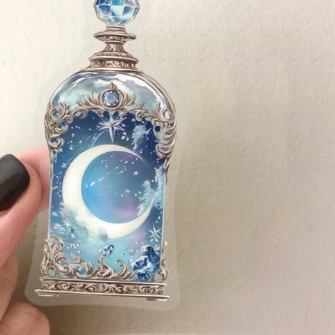Adesivi PET Vintage a Forma di Bottiglia con Fasi Lunari Decalcomanie Decorative Galassia Celeste per Scrapbooking Fai da Te