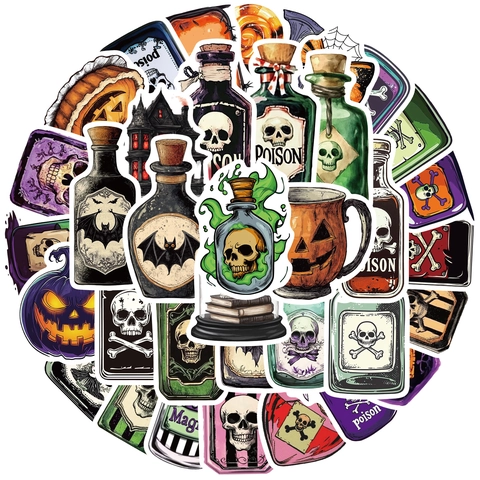 Halloween Zaubertrankflasche Aufkleber Vintage Gothic Abziehbilder Wasserdichte Vinyl Aufkleber Für DIY Laptop Party Deko