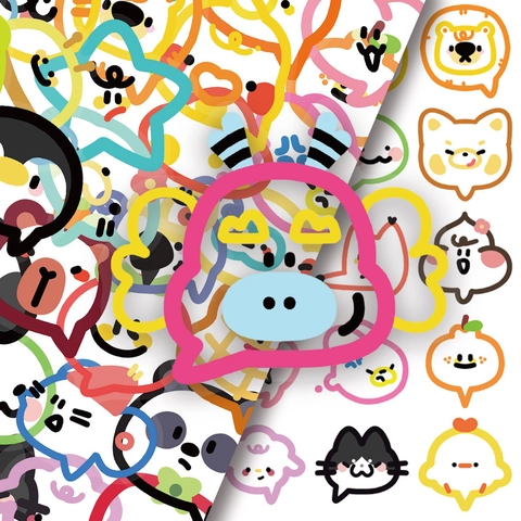Cute Cartoon Animal PET Stickers Colorful Bubble Waterproof Decals For Scrapbooking Journal Laptop DIY Decorative Stickers