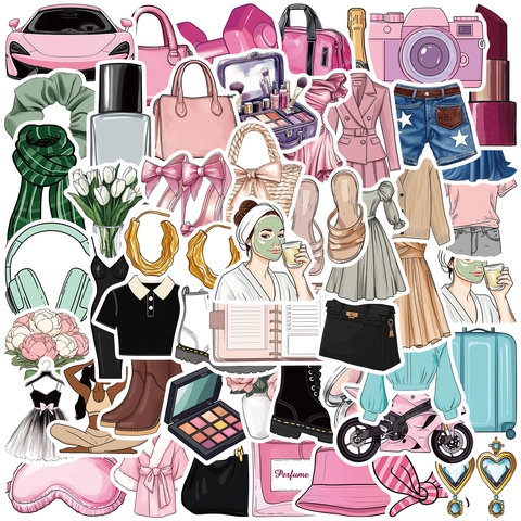 Mode Mädchen Reiseoutfit Wasserdichte Aufkleber DIY Gepäck Laptop Scrapbooking Journal PVC Dekorative Etiketten
