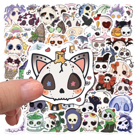 Adesivi Graffiti Teschio Horror Cartone Animato Impermeabile per Festa di Halloween Decalcomanie Decorative Creative per Laptop Fai Da Te