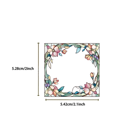 Vintage Floral Stained Glass PET Stickers For Scrapbooking DIY Decorative Arts Crafts Journaling Collage Stationery