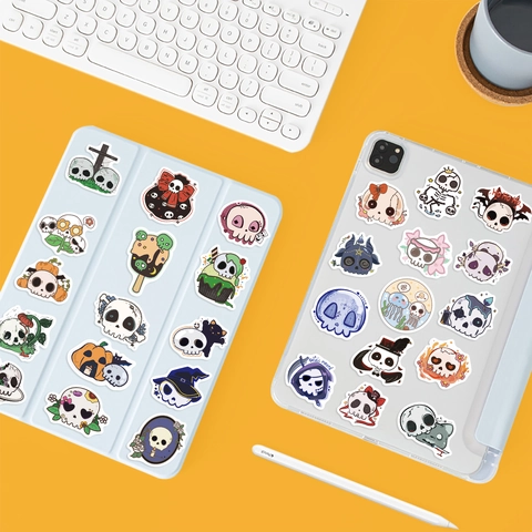 Adesivi Groovy Skull Halloween Impermeabili Cartone Animato Gotico Vinile Decalcomanie per Laptop Chitarra Bagaglio Decorazione Fai Da Te