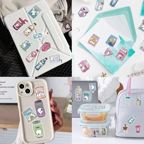 50 Pezzi Simpatici Adesivi a Forma di Fantasma Cibo Bevanda Impermeabili PVC Cartone Animato Doodle per Valigia Laptop Skateboard Frigo Halloween
