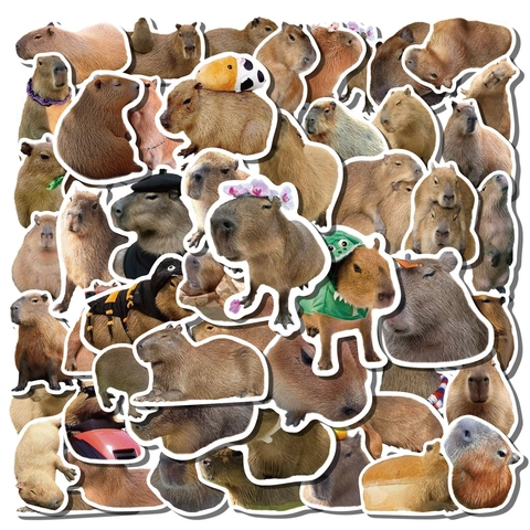 Adesivi Graffiti Capibara Realistici PVC Impermeabile Animale Cartone Animato Decalcomanie Decorative per Diario Laptop Cover Cellulare DIY Regalo Bambini