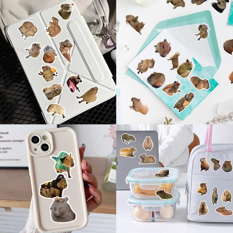 Adesivi Graffiti Capibara Realistici PVC Impermeabile Animale Cartone Animato Decalcomanie Decorative per Diario Laptop Cover Cellulare DIY Regalo Bambini