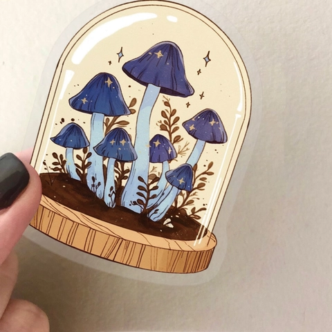 Vintage Transparante PET Paddenstoel Pot Stickers Waterdichte Handgetekende Botanische Esthetische Stickers Voor Scrapbooking