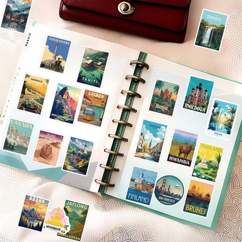 Vintage Welt Wahrzeichen Reise Aufkleber Wasserdicht PVC Dekore Für Laptop Koffer Scrapbooking Journal Dekoration Erwachsene Studenten
