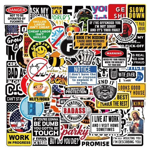 Waterproof PVC Graffiti Stickers Workplace Humor Warning Signs Cartoon Vinyl Decals For Laptop Skateboard Helmet DIY Decoration