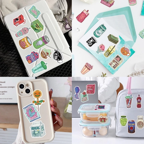 50Pcs Halloween Zombie Food Stickers Horror Funny Waterproof PVC Decals For DIY Notebook Water Bottle Laptop Party Decor