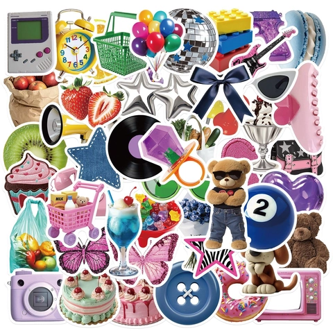 Adesivi Cartoon Y2K Impermeabili in PVC Decalcomanie Decorative per Laptop Cover Cellulare DIY Scrapbooking Diario Pacchetto Adesivi Creativi