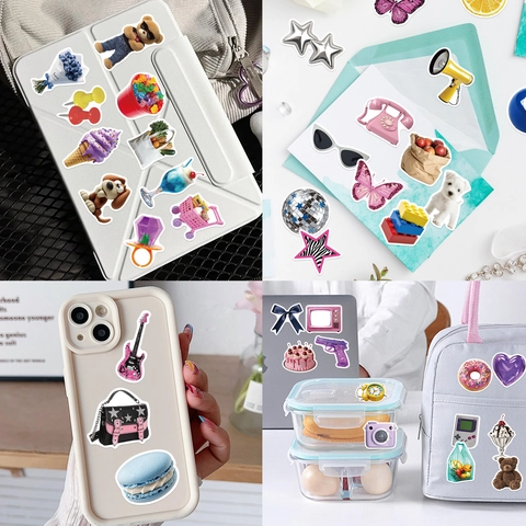 Adesivi Cartoon Y2K Impermeabili in PVC Decalcomanie Decorative per Laptop Cover Cellulare DIY Scrapbooking Diario Pacchetto Adesivi Creativi