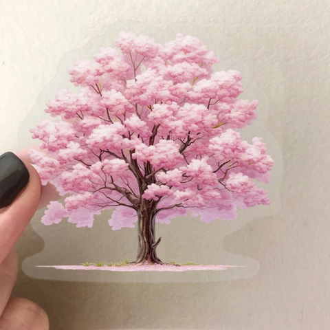 Adesivi Acquerello Albero Di Sakura Architettura Giapponese Impermeabile PET Trasparente Decalcomanie Decorative Per Journal DIY Scrapbooking
