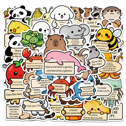 50 Pezzi Adesivi Animali Cartoni Animati Emotional Support Impermeabile PVC Vinile Per Laptop Valigia Skateboard DIY Scrapbooking