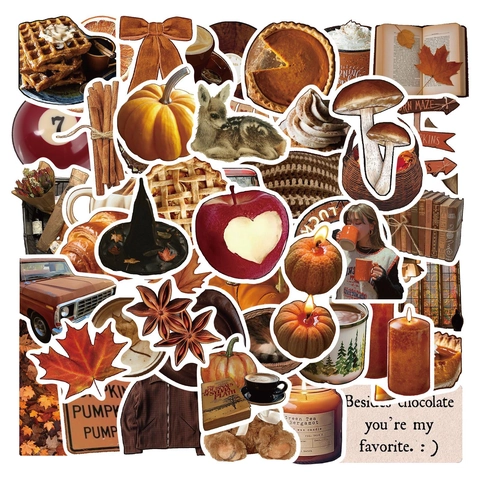 Autunno Retro Ins Stile Adesivi Scrapbooking Fai Da Te Journaling Planner Impermeabile PVC Opaco Decalcomanie Lifestyle