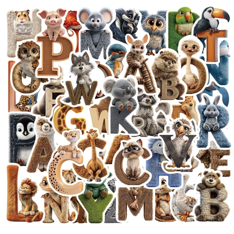3D Cartone Animato Animali Alfabeto Inglese Adesivi PVC Impermeabile Decalcomanie per Bambini Educazione Precoce Decorazione DIY