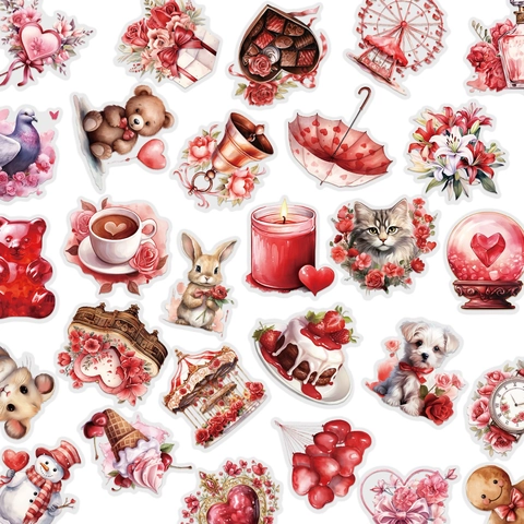 Adesivi Romantici a Forma di Cuore in PET per San Valentino Adesivi Decorativi Cartoon DIY per Festa della Mamma Busta Scrapbooking