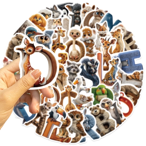 3D Cartone Animato Animali Alfabeto Inglese Adesivi PVC Impermeabile Decalcomanie per Bambini Educazione Precoce Decorazione DIY