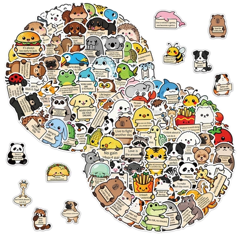 50 Pezzi Adesivi Animali Cartoni Animati Emotional Support Impermeabile PVC Vinile Per Laptop Valigia Skateboard DIY Scrapbooking
