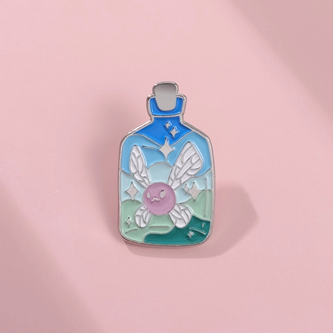 Kreativ Emaille Fee In Flasche Anstecknadel Zinklegierung Cartoon Geist Brosche Süße Reversnadel Für Rucksack Kleidung Dekor Unisex Geschenk