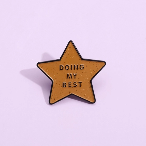 Doing My Best Lettering Five-Pointed Star Mothman Enamel Pin Motivational Alloy Brooch Cartoon Metal Badge For Lapel Jewelry