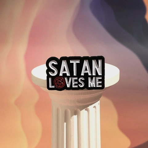 Gothic Letter Satan Loves Me Enamel Brooch Alloy Rectangular Punk Pin For Clothing Backpack Decoration Unisex Jewelry Gift