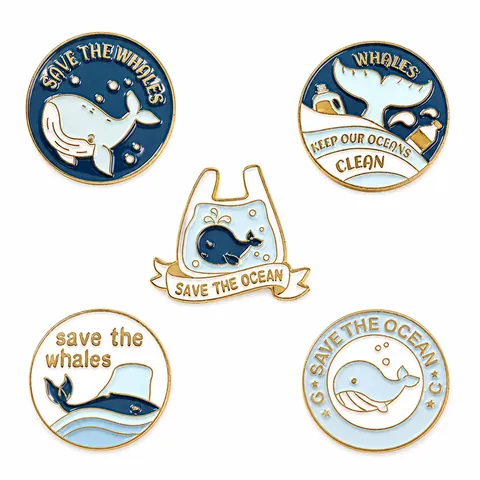 Pin's en Émail Baleine Dessin Animé en Alliage Thème Protection de l'Océan Broche Badge pour Sac à Dos Veste en Jean